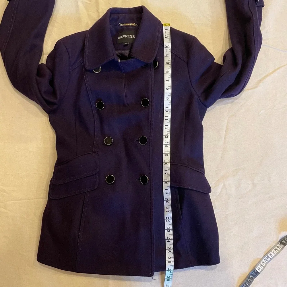 Express Royal Purple Double Breasted Wool Blend Peacoat‎ Jacket Size S